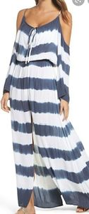Stripe cold shoulder maxi dress